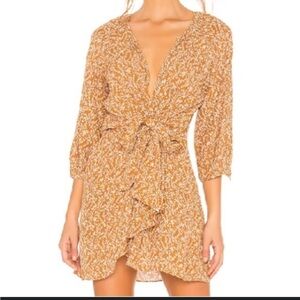 Free People Brown Floral Long Sleeve Dress